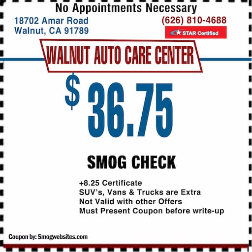 $36.75 Smog Check Coupon walnut